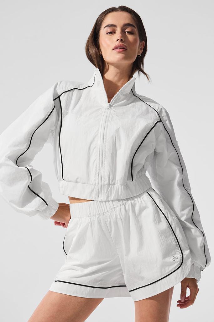 Alo Motivate Full-Zip Track Jacket - White/Black - Jackets