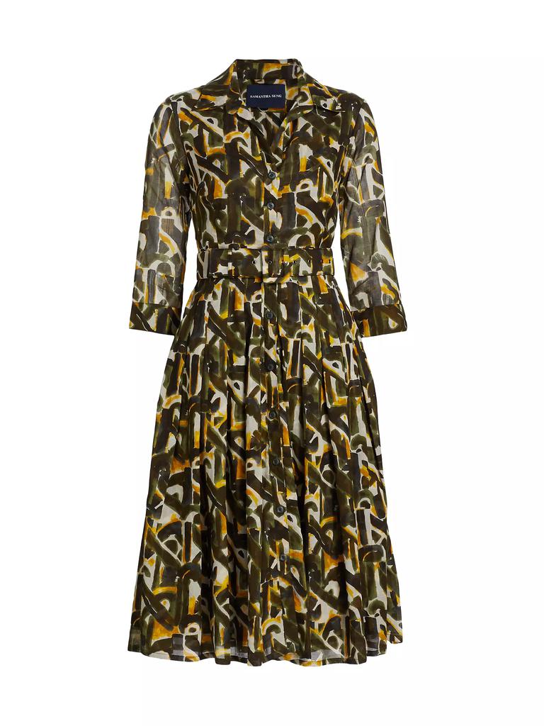 SAMANTHA SUNG Audrey Dot Cotton Shirtdress