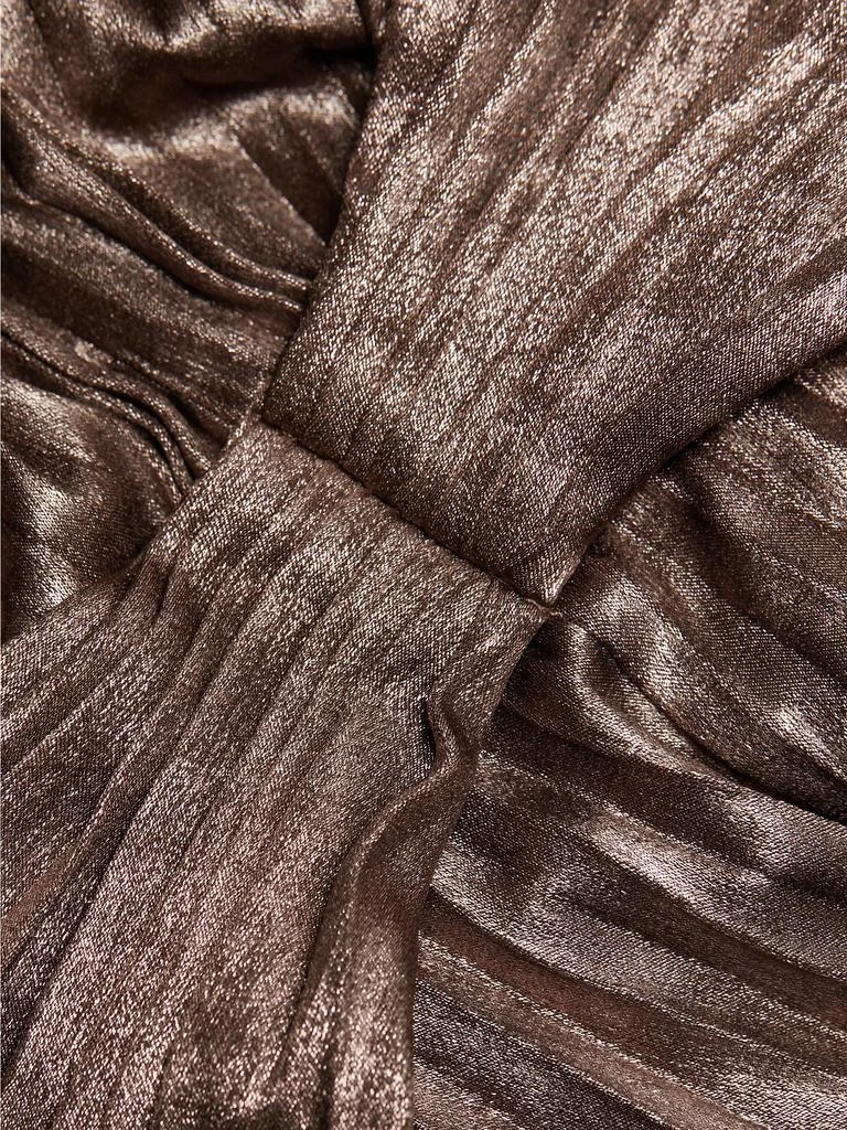 Acler Palms Pleated Satin Midi-Dress 7
