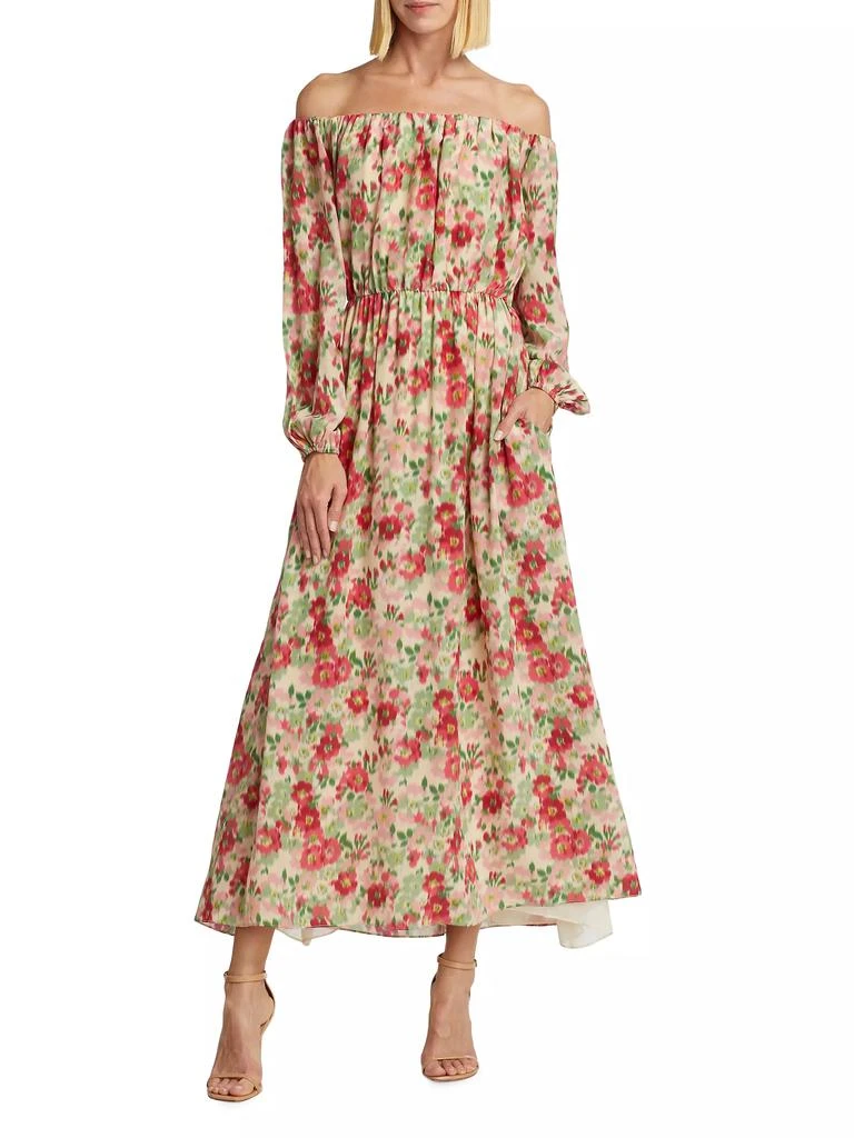 ADAM LIPPES Floral Silk Off-The-Shoulder Dress 3