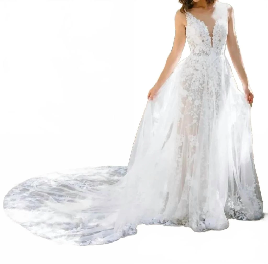 Sophia Tolli Boho-Inspired Wedding Gown With Cotton Lace In Ivory