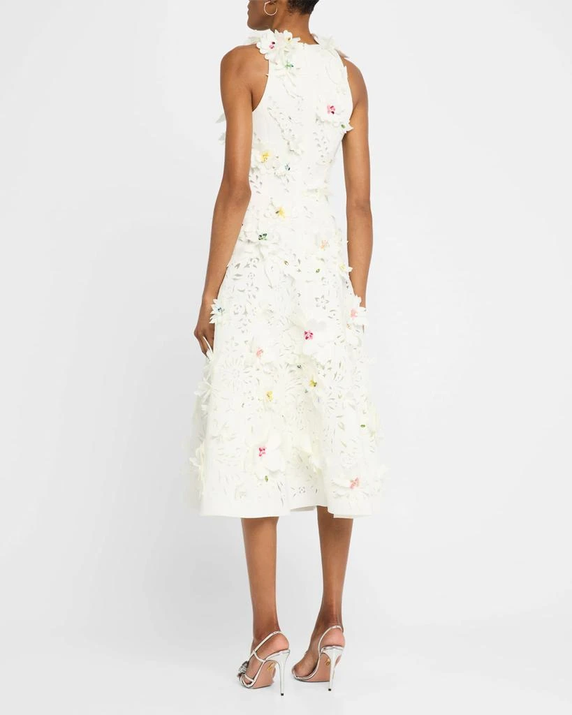 Badgley Mischka Sleeveless Cutout Floral Applique Midi Dress 3