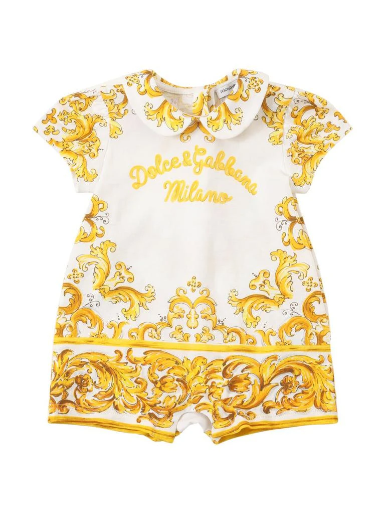 Dolce & Gabbana Maiolica Print Cotton Jersey Romper 1