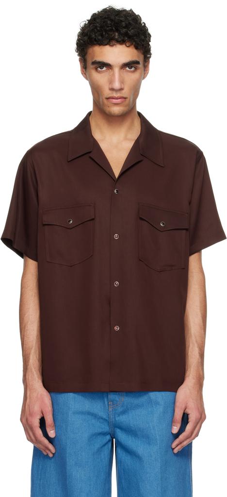 Recto Burgundy Camp Collar Western Club Shirt