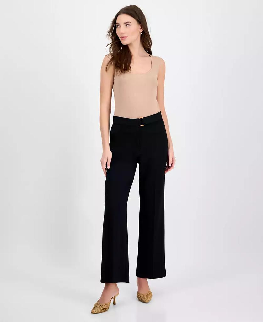 Tahari Women's Solid-Color Twill Crepe Wide-Leg Pants