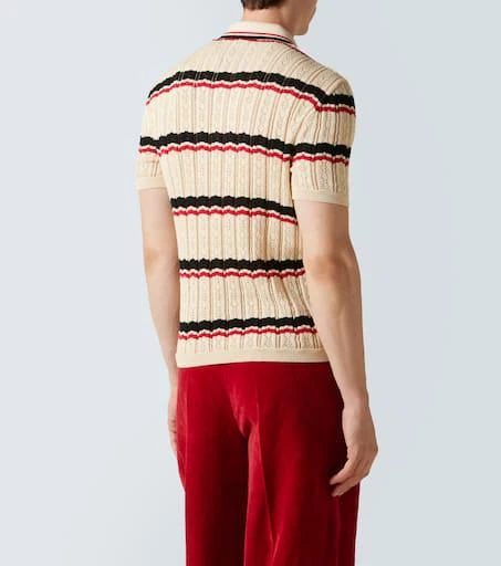 Valentino VLogo pointelle striped cotton polo shirt 4