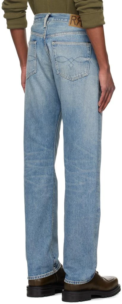 RRL Blue Straight Fit Repaired Jeans 3
