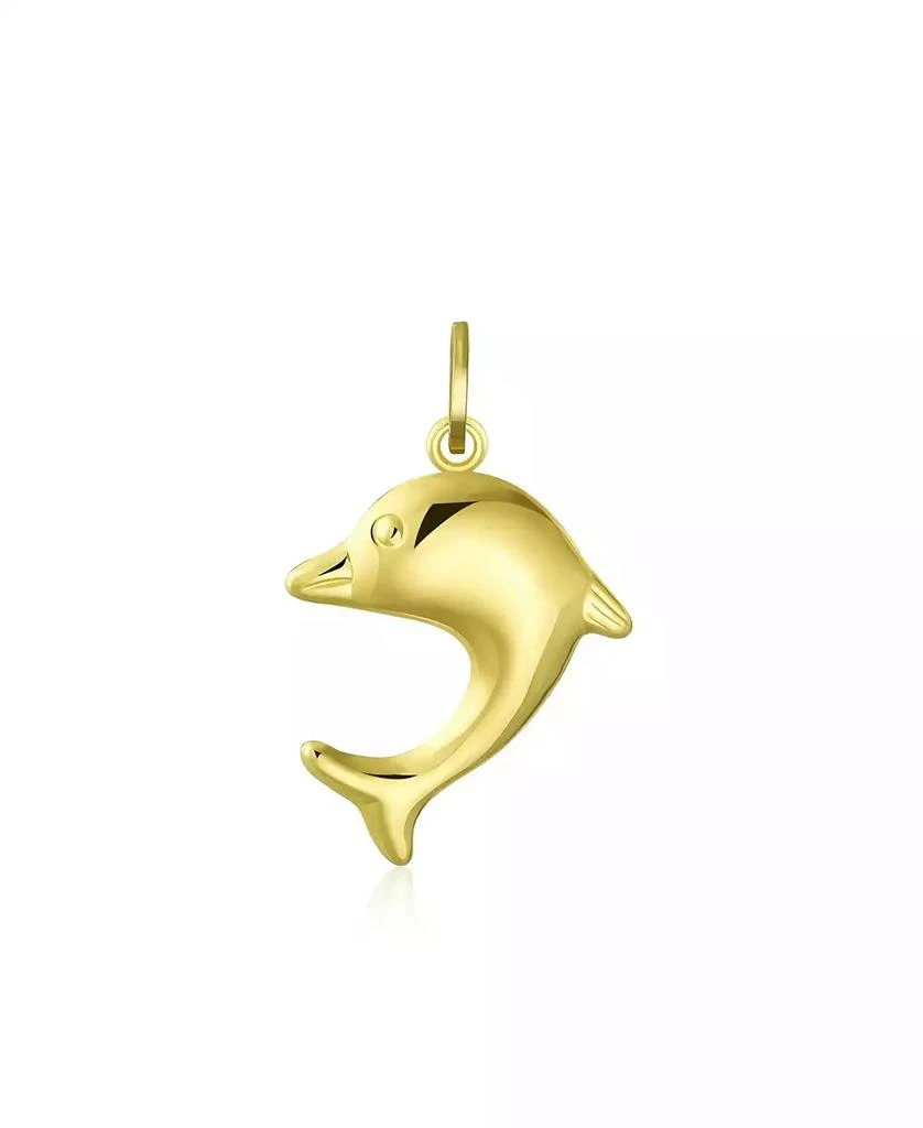 Bling Jewelry Nautical Jewelry Tiny 14K Yellow Gold Dolphin Pendant Necklace No Chain 2