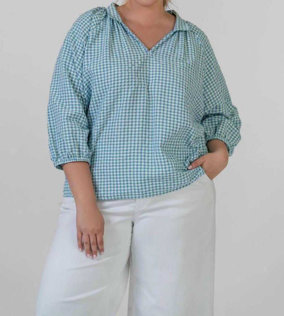 Finley Finley - Floaty Blouson-sleeve Seersucker Top 1