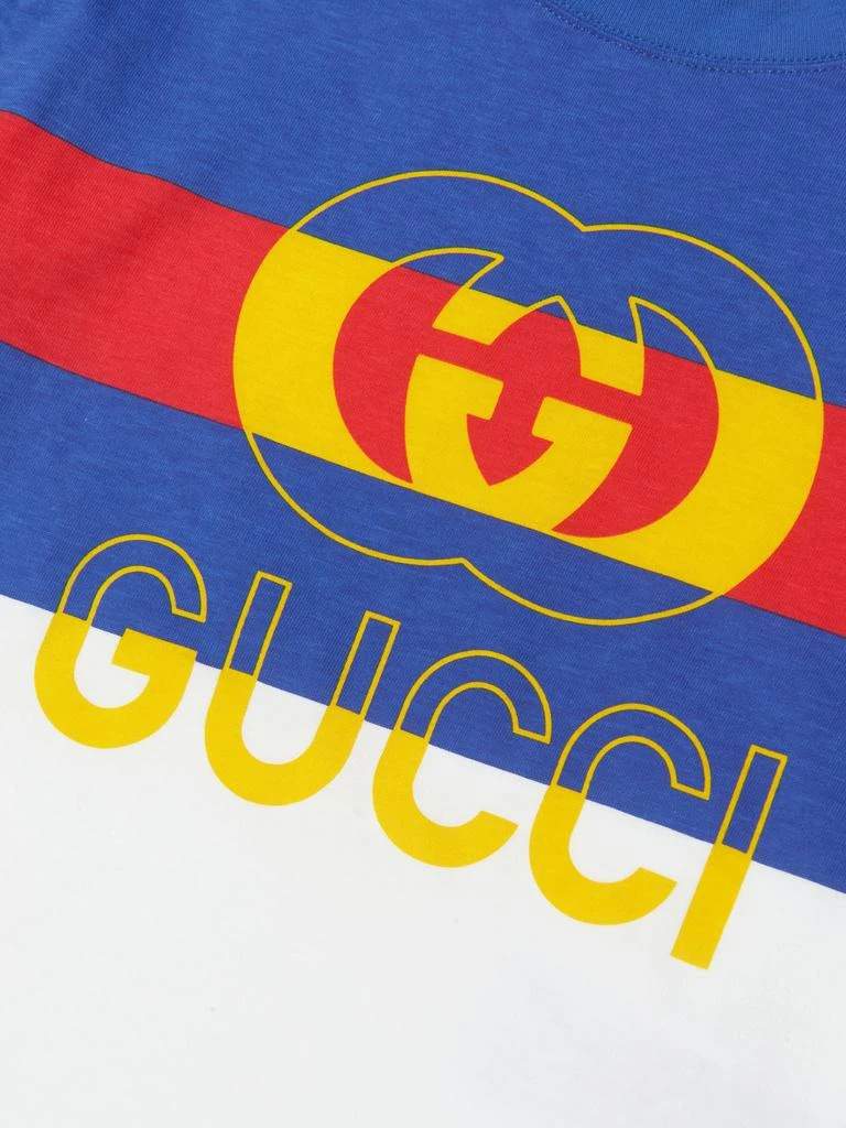 Gucci Gucci Boys Striped Logo T-Shirt in Blue 4