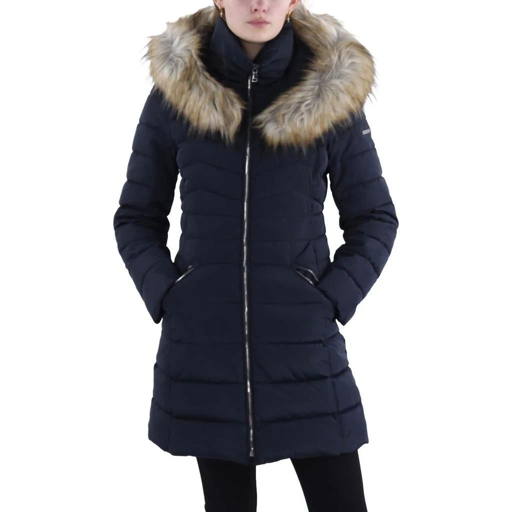 Laundry by Shelli Segal Womens Faux Fur Trim Hooded Puffer Jacket 5