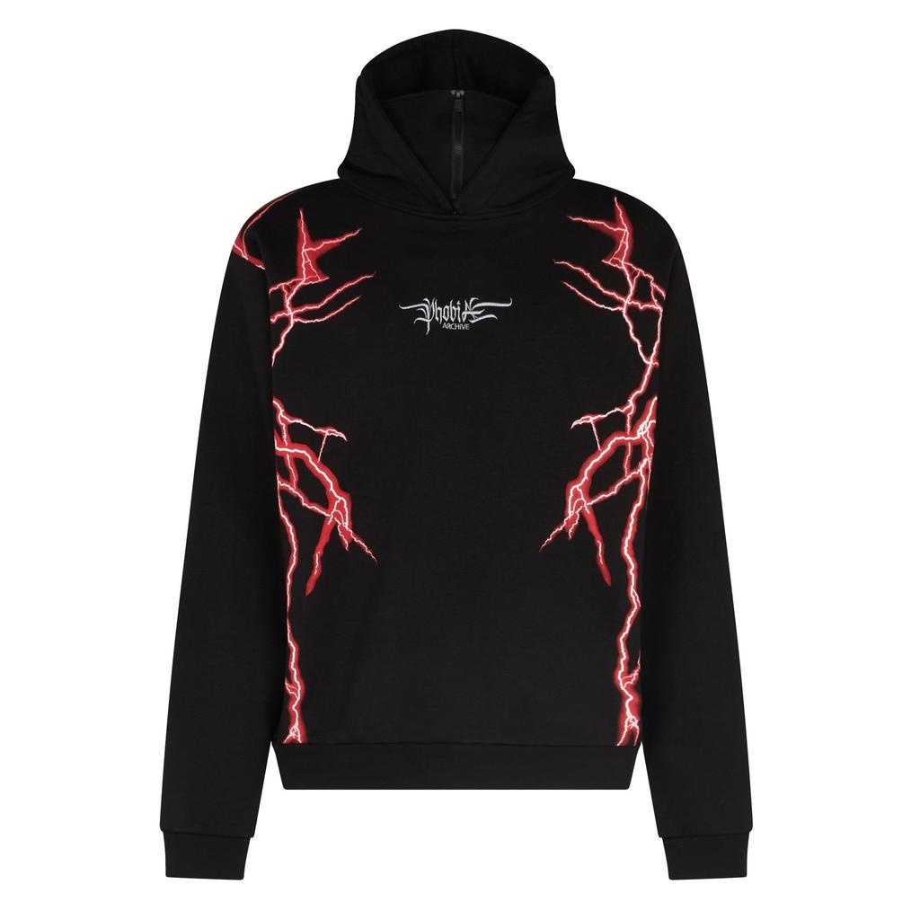 PHOBIA New Lightning Balaclava Hoodie Men's Lightweight Hoodie Black/red