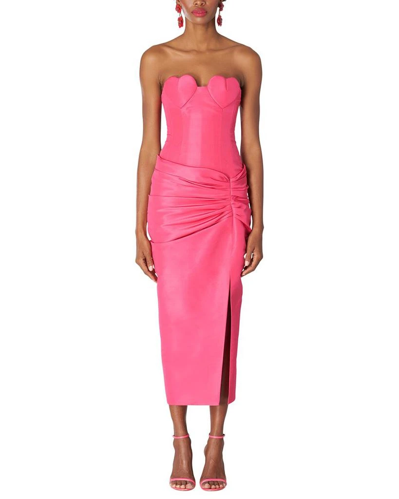 Carolina Herrera Strapless Heart Cup Gathered Waist Silk Dress 1