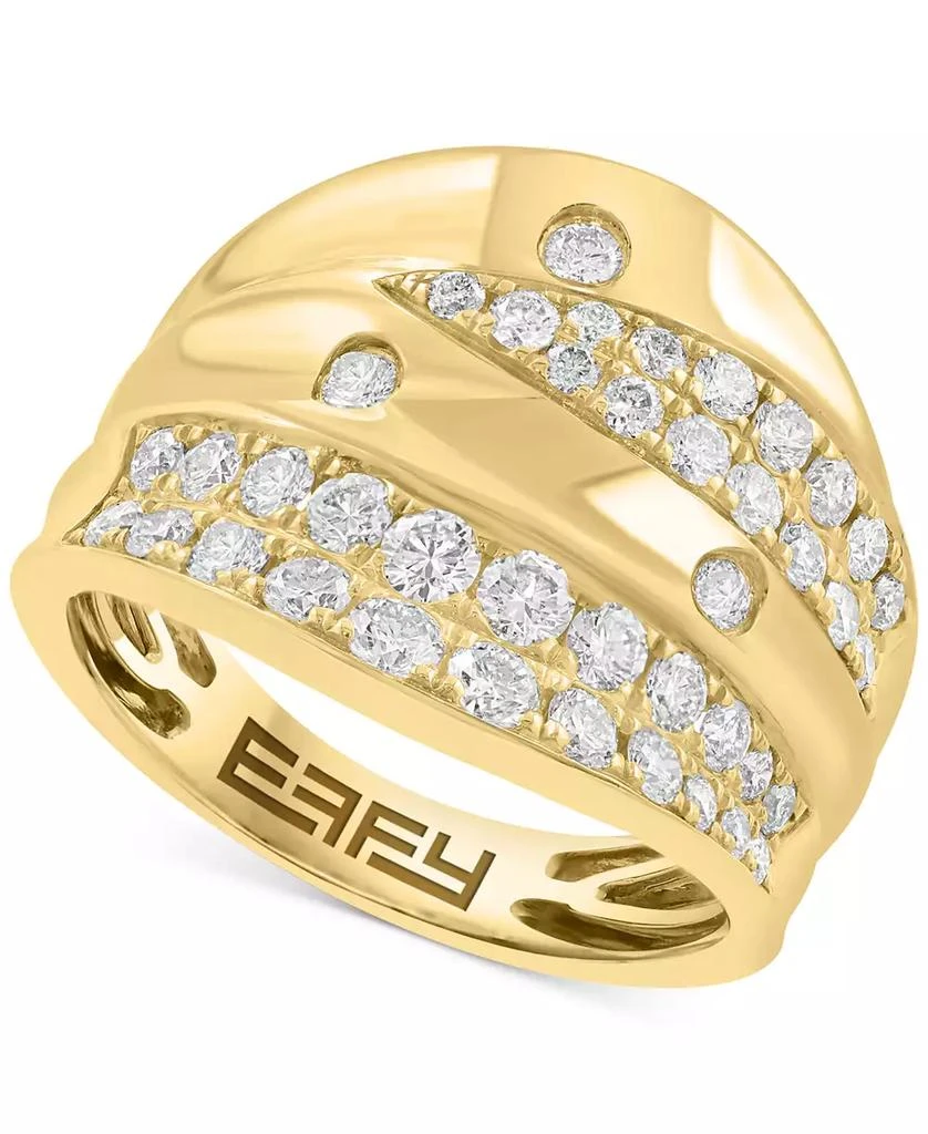 Effy EFFY® Diamond Multirow Wide Statement Ring (1-1/20 ct. t.w.) in 14k Gold 1