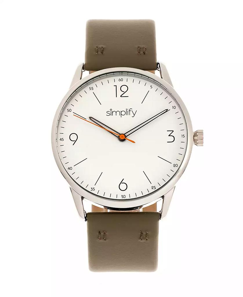 Simplify Quartz The 6300 White Dial, Genuine Olive Leather Watch 41mm