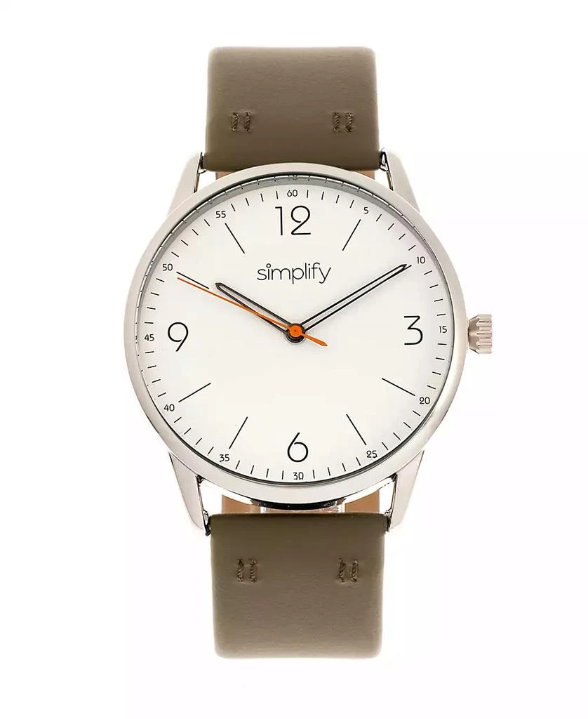 Simplify Quartz The 6300 White Dial, Genuine Olive Leather Watch 41mm 1