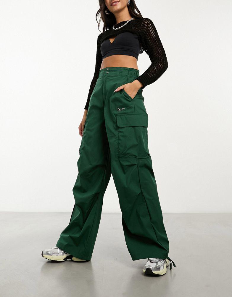 Nike Nike Streetwear woven oversized cargo trousers in dark green