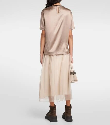 Brunello Cucinelli Silk-blend satin top 3