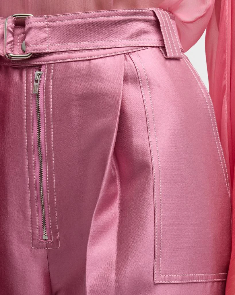 CHRISTOPHER JOHN ROGERS Belted Satin Wide-Leg Cargo Pants 5