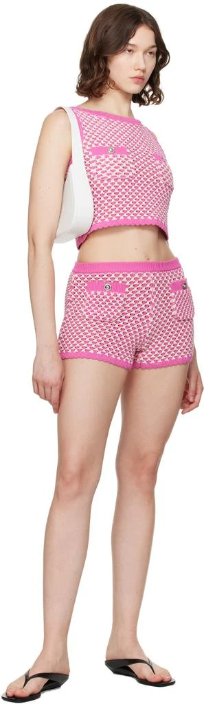 Versace Pink 
White Crochet Knit Shorts 4