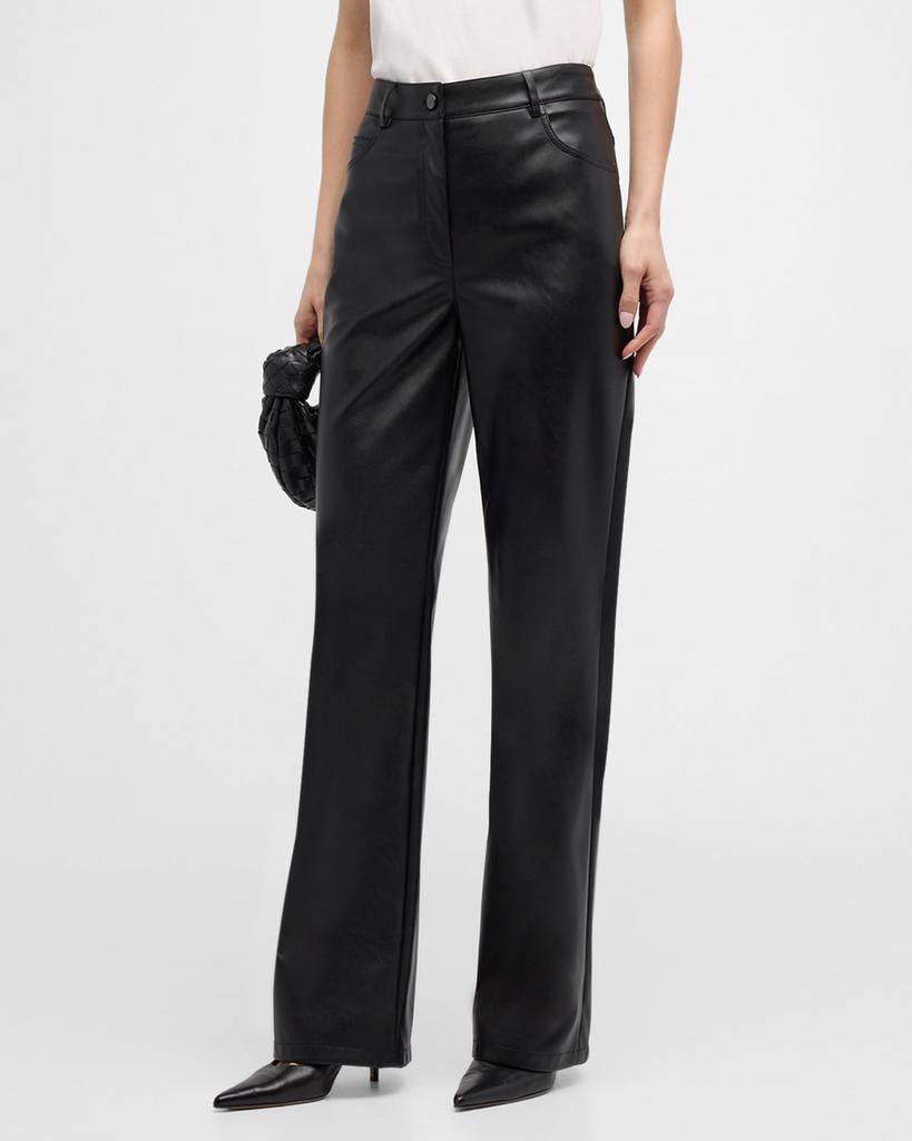 Akris punto Carrie Mid-Rise Faux Leather Straight Pants