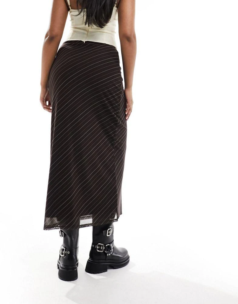 Reclaimed Vintage Reclaimed Vintage slip skirt in mesh pinstripe 4