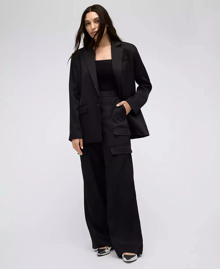 Kenneth Cole Women's High Rise Satin Double Cargo Pants 4