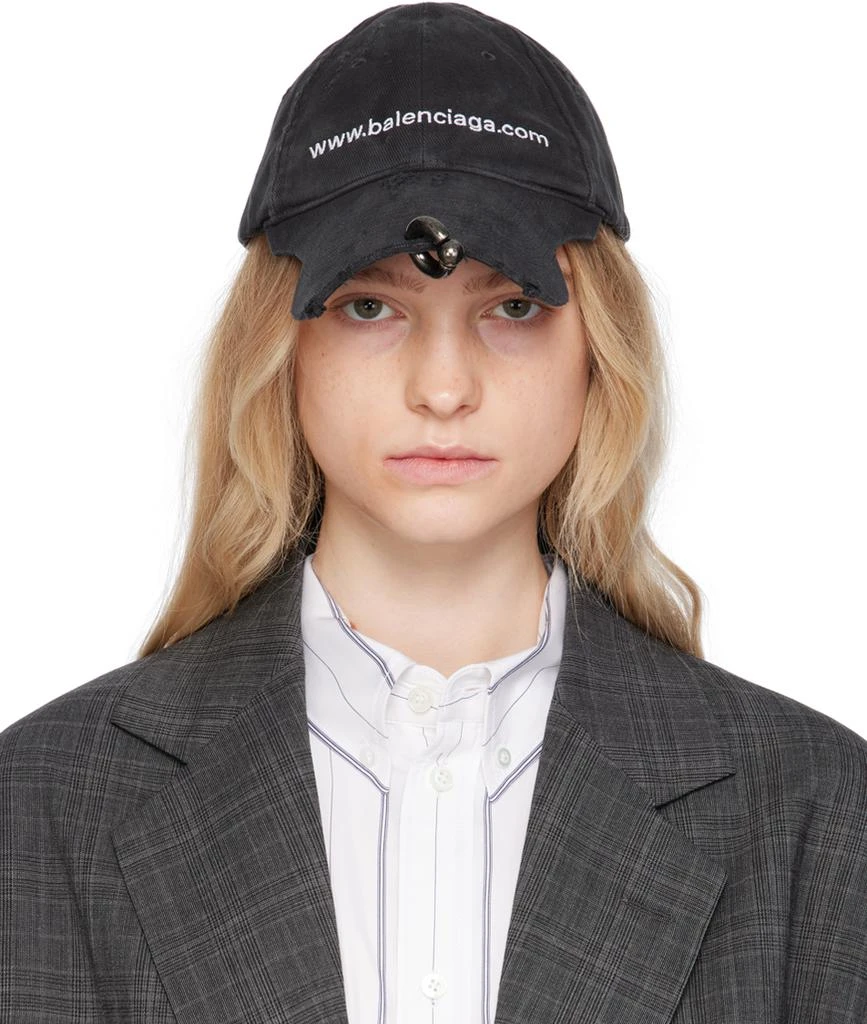 Balenciaga Black 'Bal.com' Piercing Cap 1