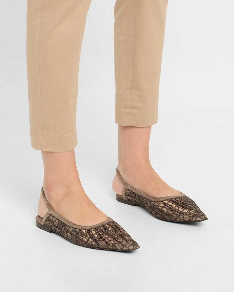 Brunello Cucinelli Woven Monili Slingback Flats 2