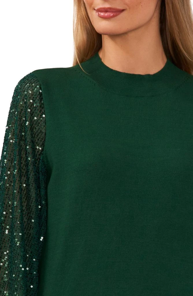 CeCe Sequin Sleeve Mock Neck Sweater 3