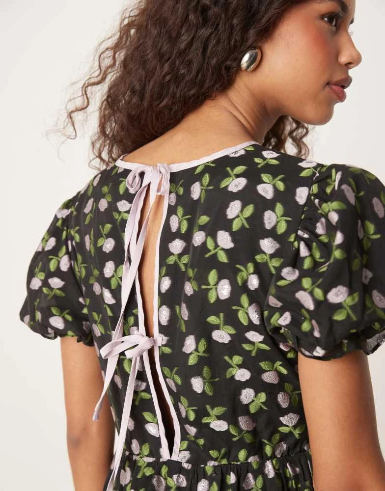 Sister Jane Sister Jane puff sleeve maxi dress in black floral 2
