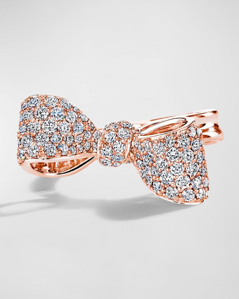 Mimi So 18K Rose Gold Small White Diamond Knot and Top Bow Ring