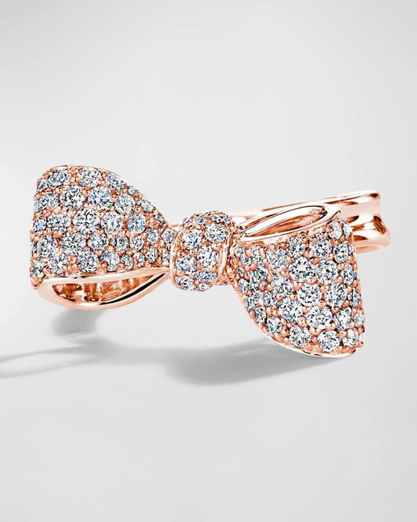 Mimi So 18K Rose Gold Small White Diamond Knot and Top Bow Ring 1