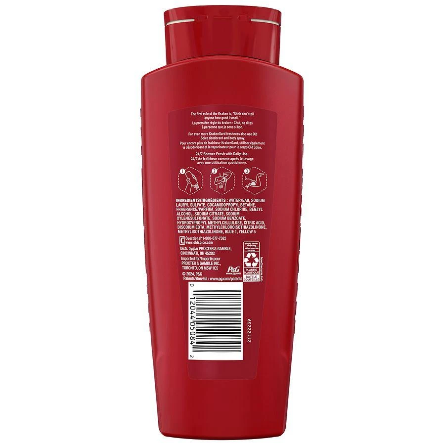 Old Spice Cleansing Body Wash for Men, 24/7 Shower Clean with Lasting Scent Rich Lather, Krakengard, Deep Ocean Scent, 4