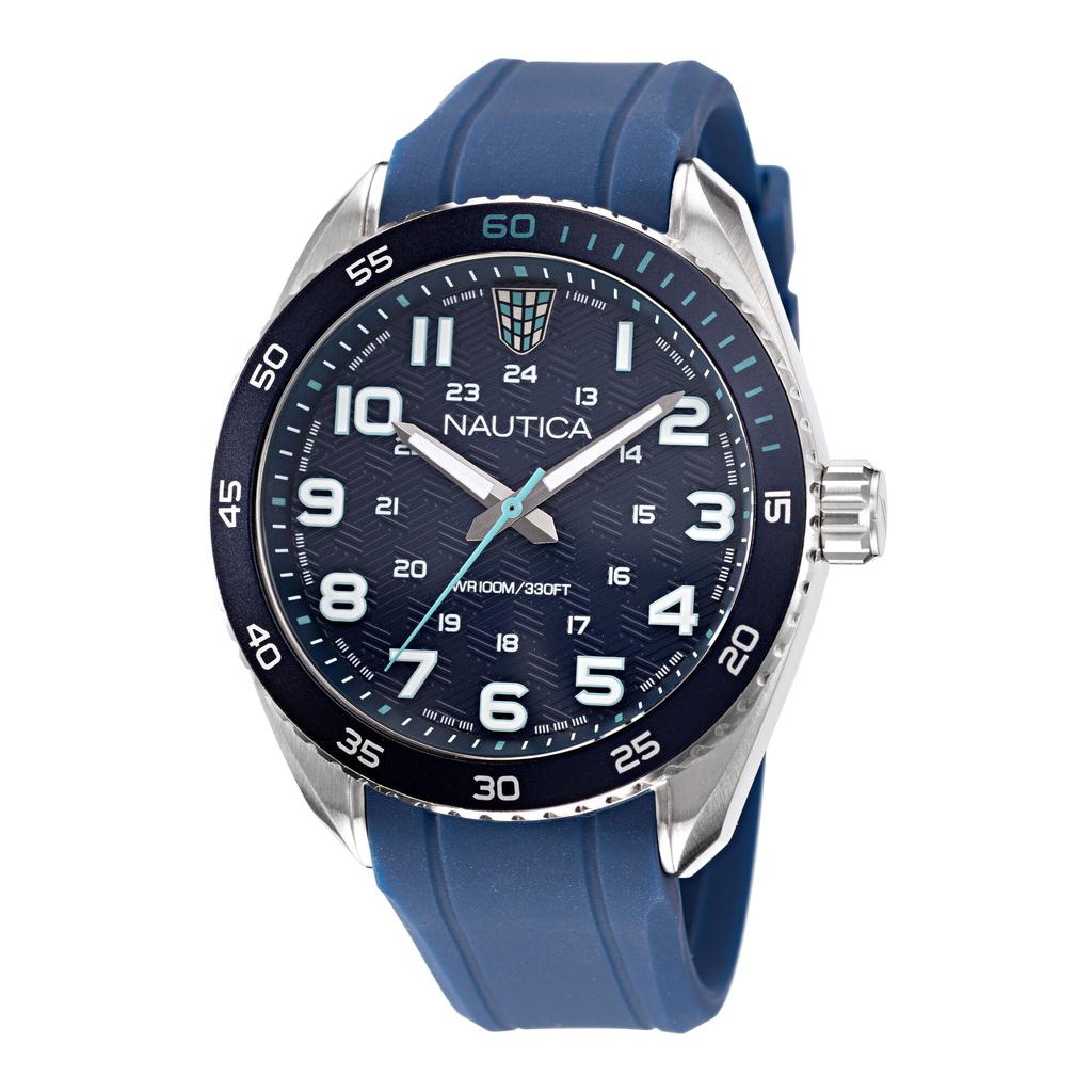 Nautica Mens Key Biscane Silicone 3-Hand Watch