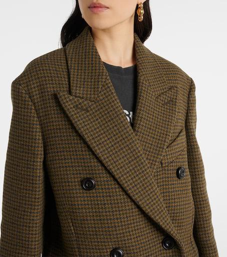 【Checked Pattern Wool Blend Coat Sサイズ Free Assembly Women's and Women's Plus Plaid Wool Blend Long