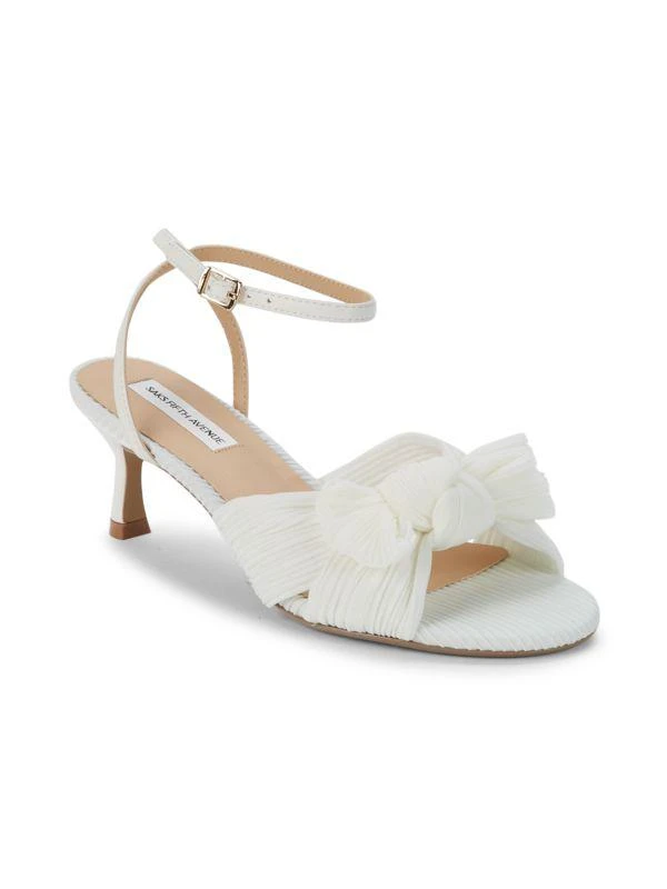 Saks Fifth Avenue Sammy Pleated Kitten Heel Sandals 2