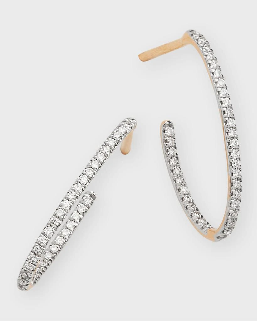 Ginette NY 18k Rose Gold White Diamond Eclipse Hoop Earrings 3