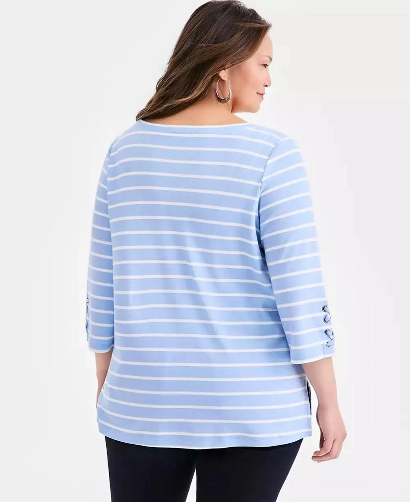 Style 
Co Plus Size Boat-Neck Cotton Lace-Up-Sleeve Tunic, Macy
s Exclusive 4