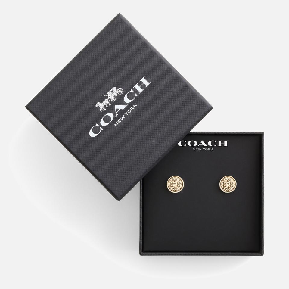 Coach Coach Signature Quilted Coin Stud Earrings