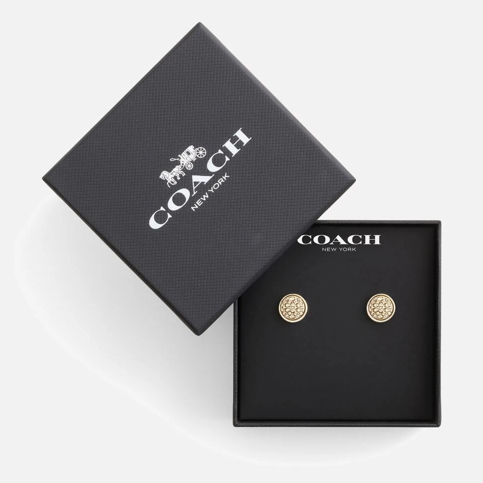 Coach Coach Signature Quilted Coin Stud Earrings 2