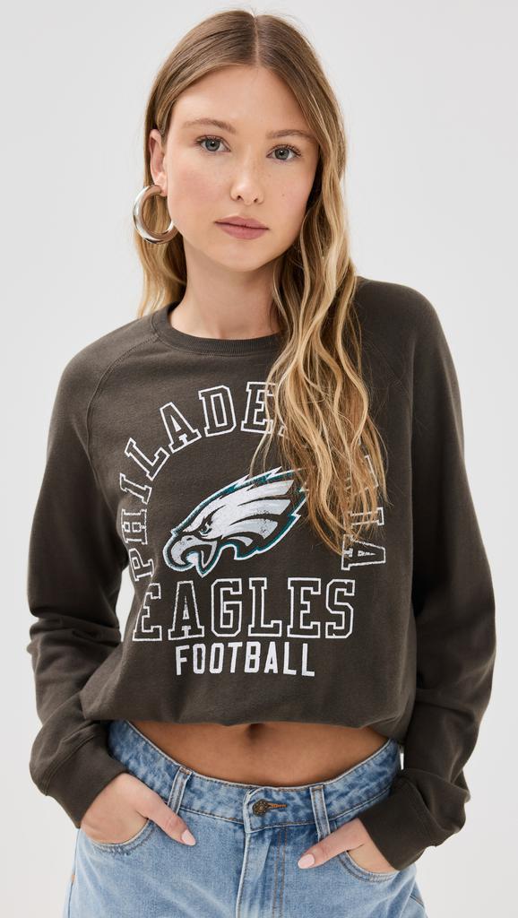 Junk Food Eagles Flocked Raglan Crew Sweatshirt