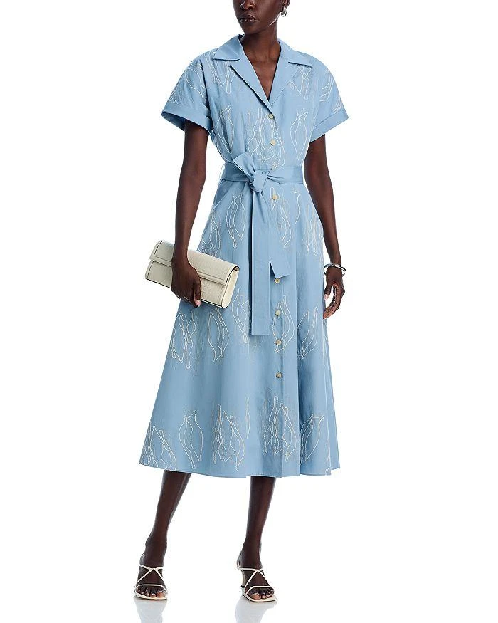 Lafayette 148 New York Embroidered Notch Lapel Midi Dress 3