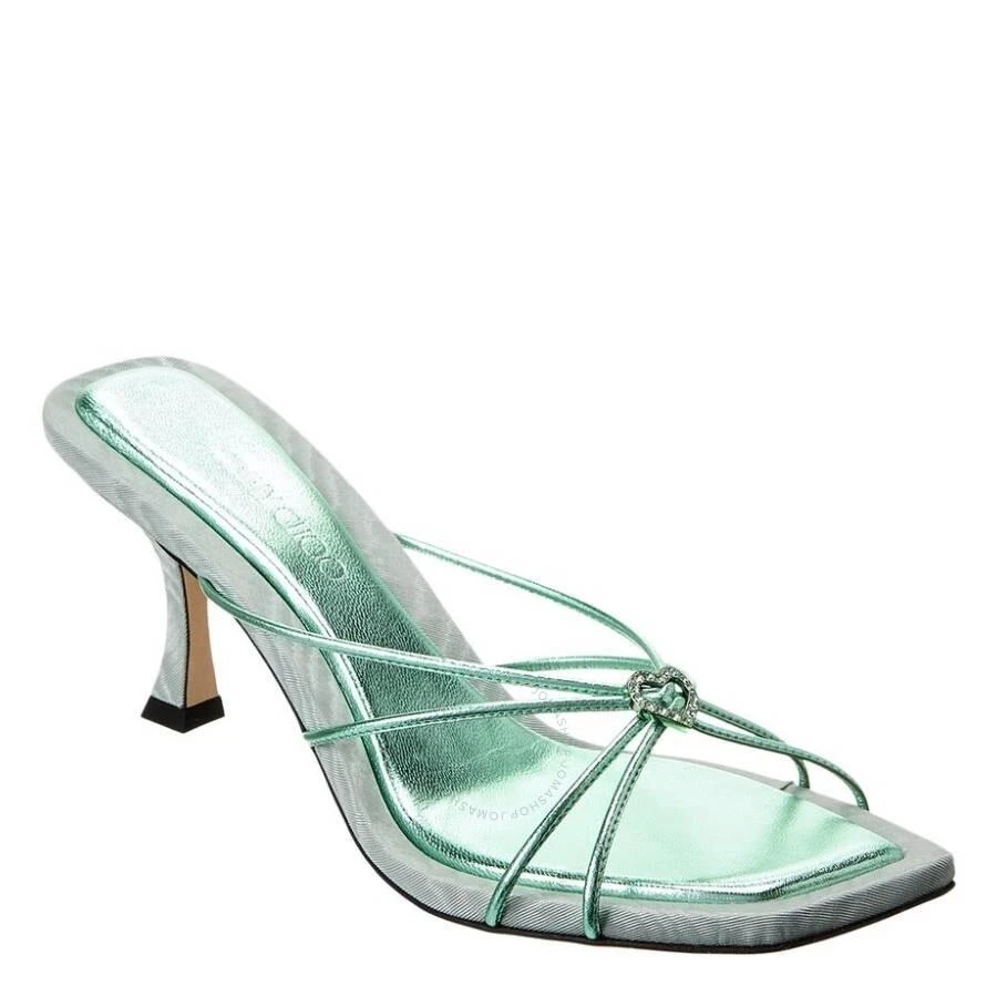 Jimmy Choo Indiya 70 Leather Mule In Smoke Green 1