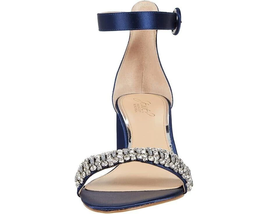 Badgley Mischka James Slide Women's Size 8 Navy Satin Rhinestone Sandal ZPO1333 3
