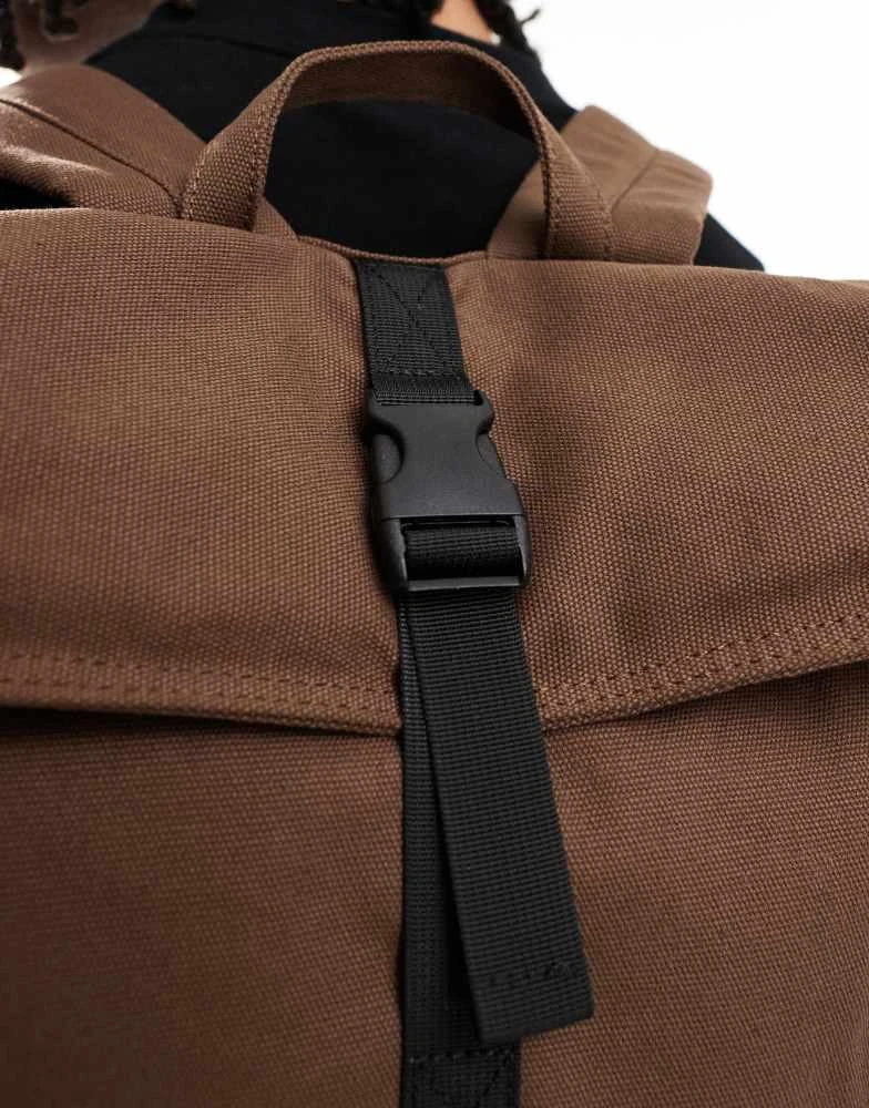 ASOS ASOS DESIGN canvas roll top backpack in brown 4