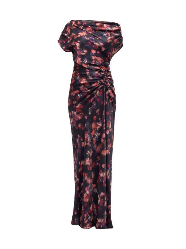 A.L.C. Poppy Printed Draped Silk-Blend Gown 7