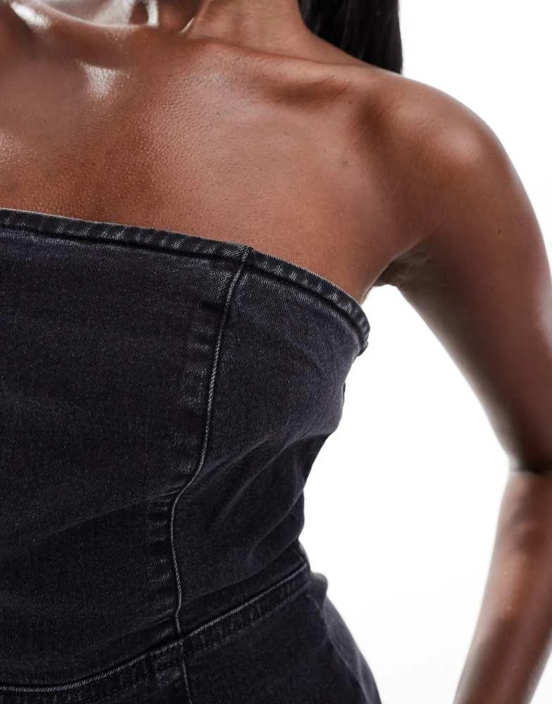 Shop ASOS DESIGN denim bandeau bodycon mini dress in washed black on Sale  at BeyondStyle  Get 17% Off ASOS DESIGN denim bandeau bodycon mini dress  in washed black with Limited-Time Flash