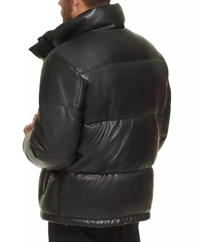 Shop Men's Faux Leather Classic Puffer Jacket on Sale at