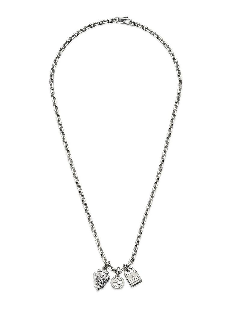 Gucci Trademark Sterling Silver Logo Charm Necklace 1